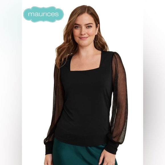 NWT Women’s Maurice’s black Plisse Sleeve Blouse size XS puffy sleeve - Picture 1 of 11